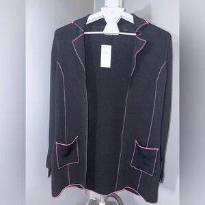 *NWT* BCBGMaxAzria Black Blazer with Pink Trim - szM  (P22)